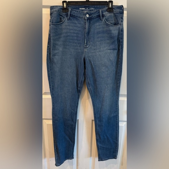Old Navy Womens High-Rise Wow Mid Leg Straight Jeans Size 14 Tall Blue Denim - Picture 1 of 7